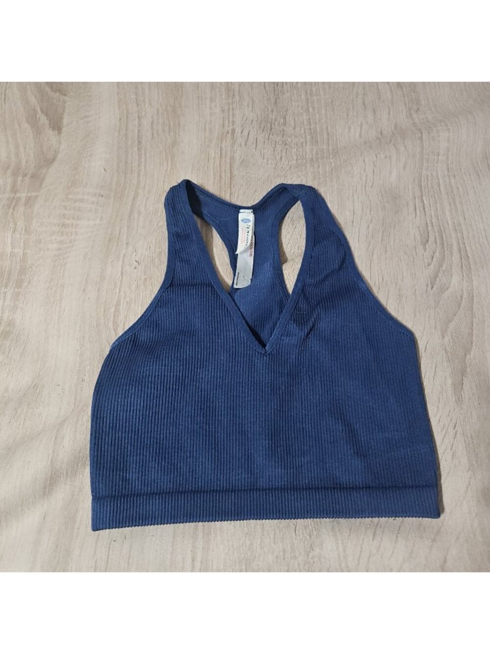 FP Movement Cropped Free Throw Ribbed Top Size Xs Navy Blue